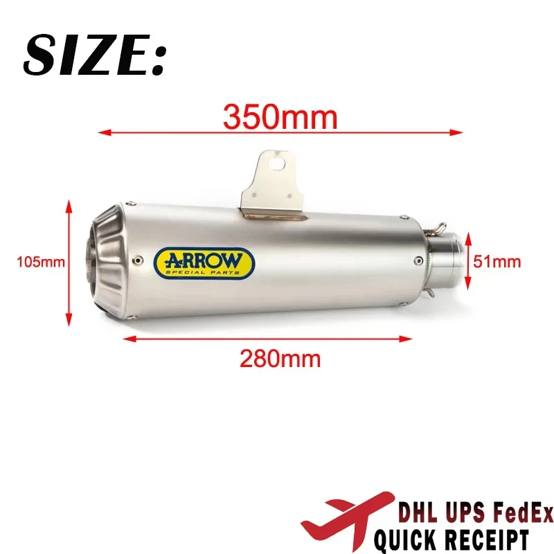 Tubo silenciador escape universal 51 mm para motocicleta