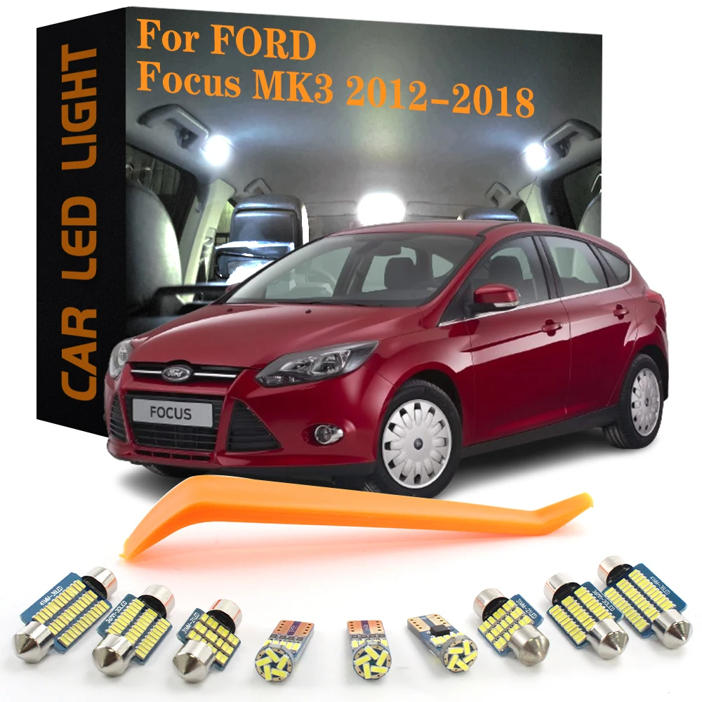 Luz LED Interior para coche, accesorio Canbus de 10 piezas, sin Error, para Ford Focus 3 MK3 Hatchback sedán 2012 2013 2014 2015 2016 2017 2018