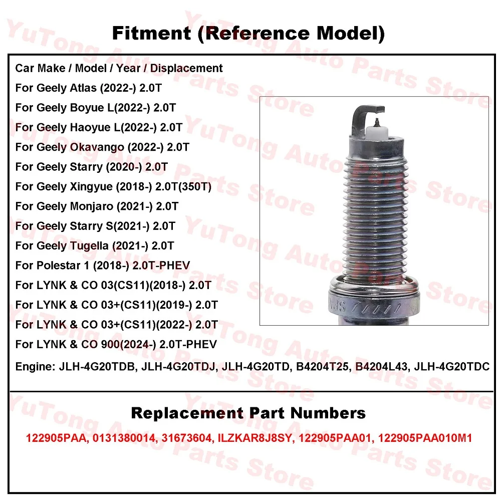 Bujías de encendido LYNX CO 03 – Geely Tugella 2.0T - imagen 3
