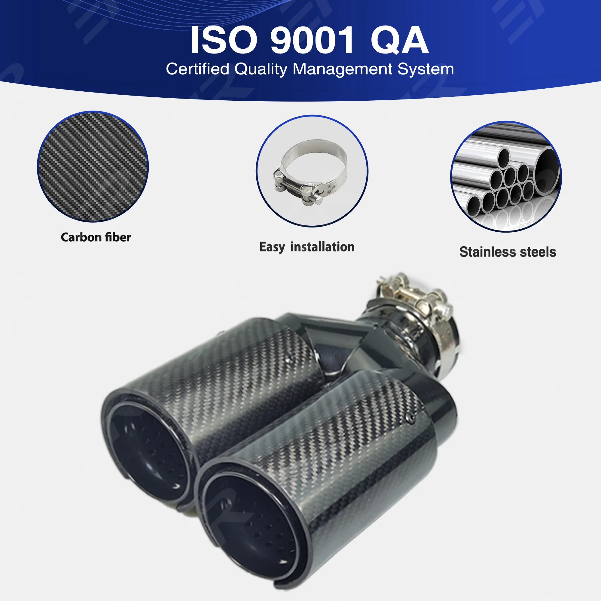 Punta doble de escape en fibra de carbono y acero inoxidable para BMW - imagen 3