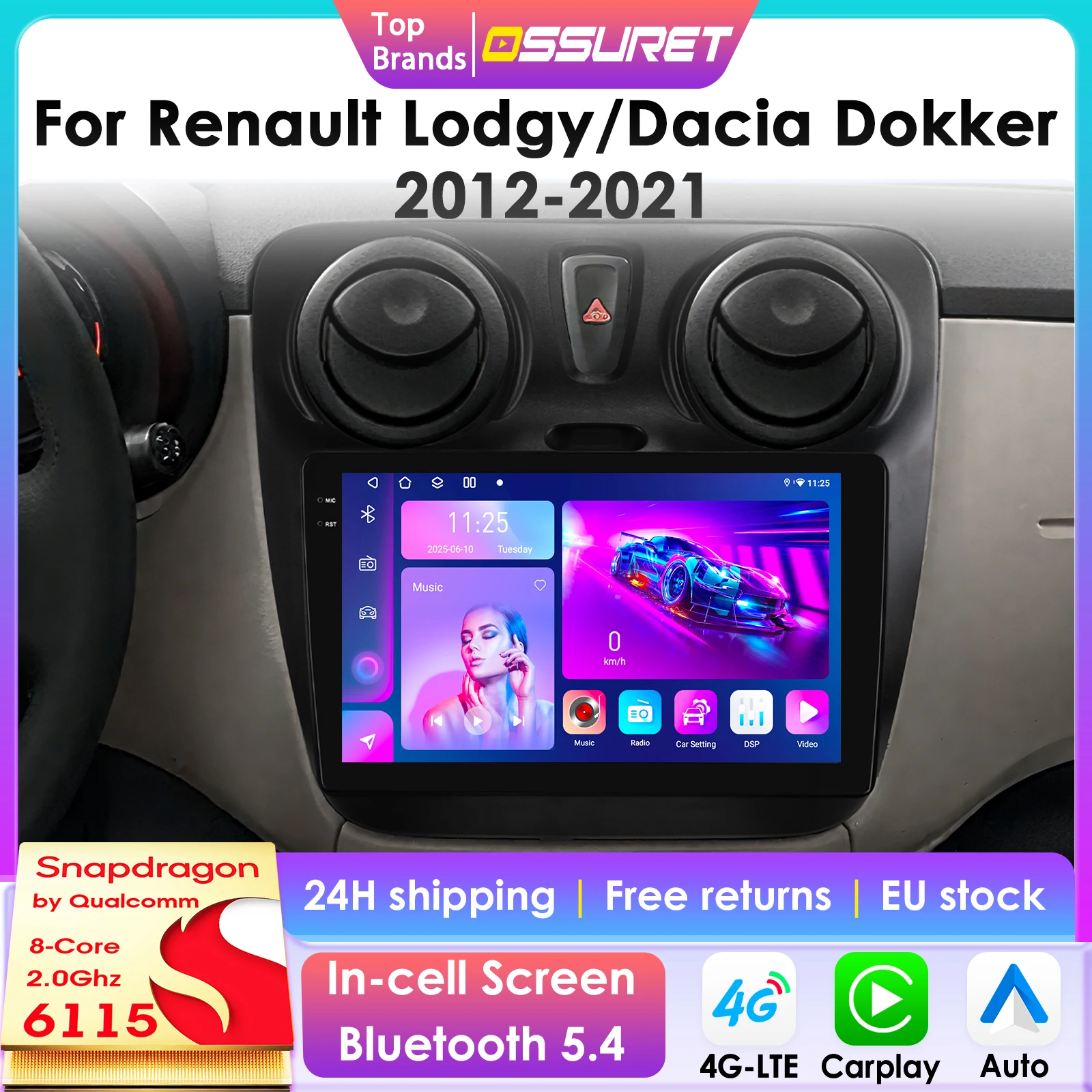 Autoradio Android Renault Lodgy Dacia Dokker – CarPlay Android Auto