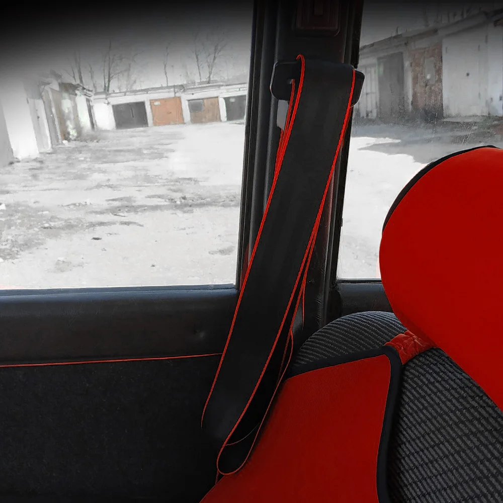 Cinturón de seguridad de coche con borde rojo para conversión DIY - imagen 2