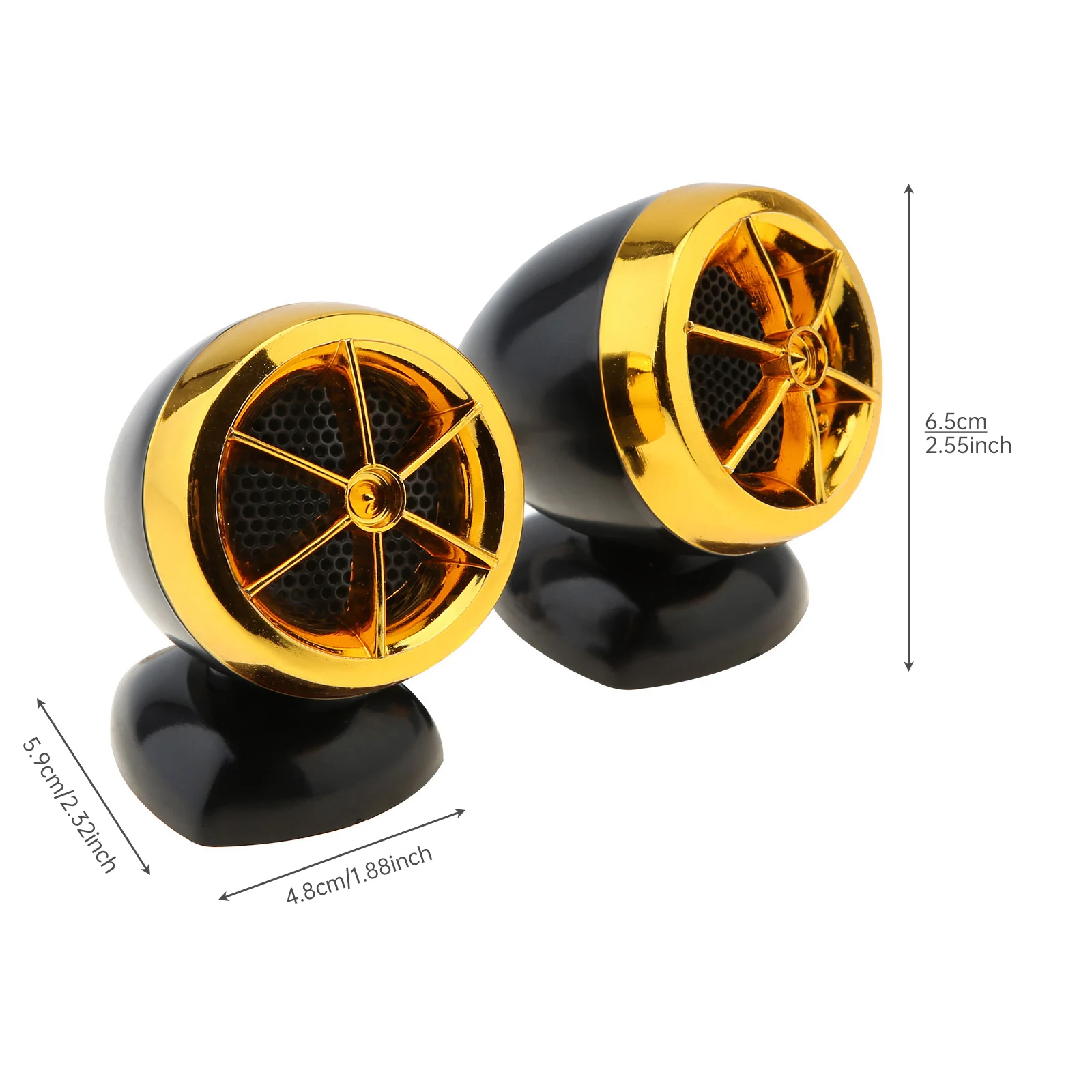 Tweeter de cúpula universal para coche en negro y plateado
