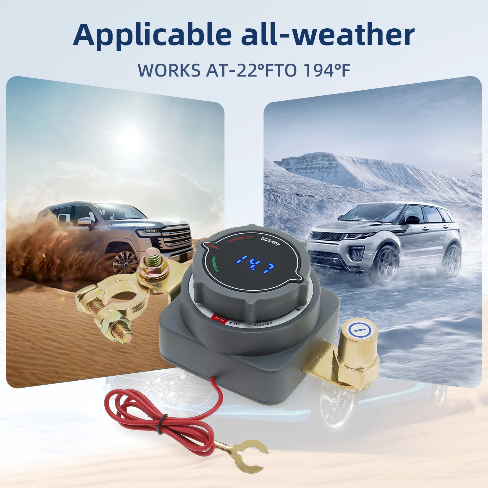Corta corriente con voltímetro digital para batería de coche - imagen 3