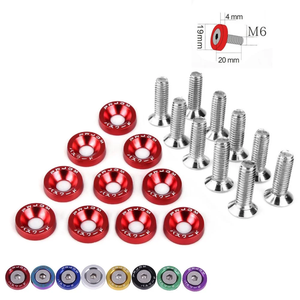 Tornillos M6 de aluminio con arandelas cóncavas JDM para coche