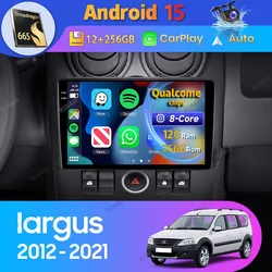 Radio 2 DIN Android 15 con CarPlay y Android Auto para Lada Largus