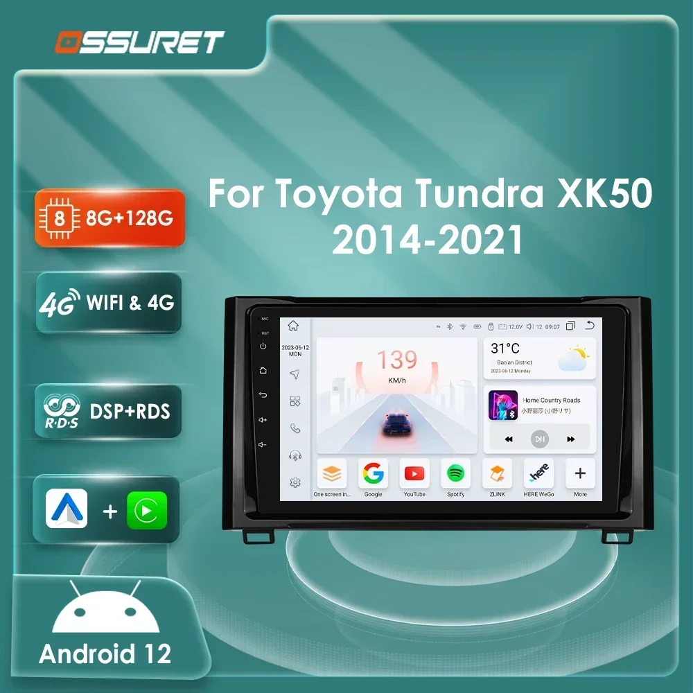 Radio Android 13 para Toyota Tundra XK50 con GPS y CarPlay 2014-2021