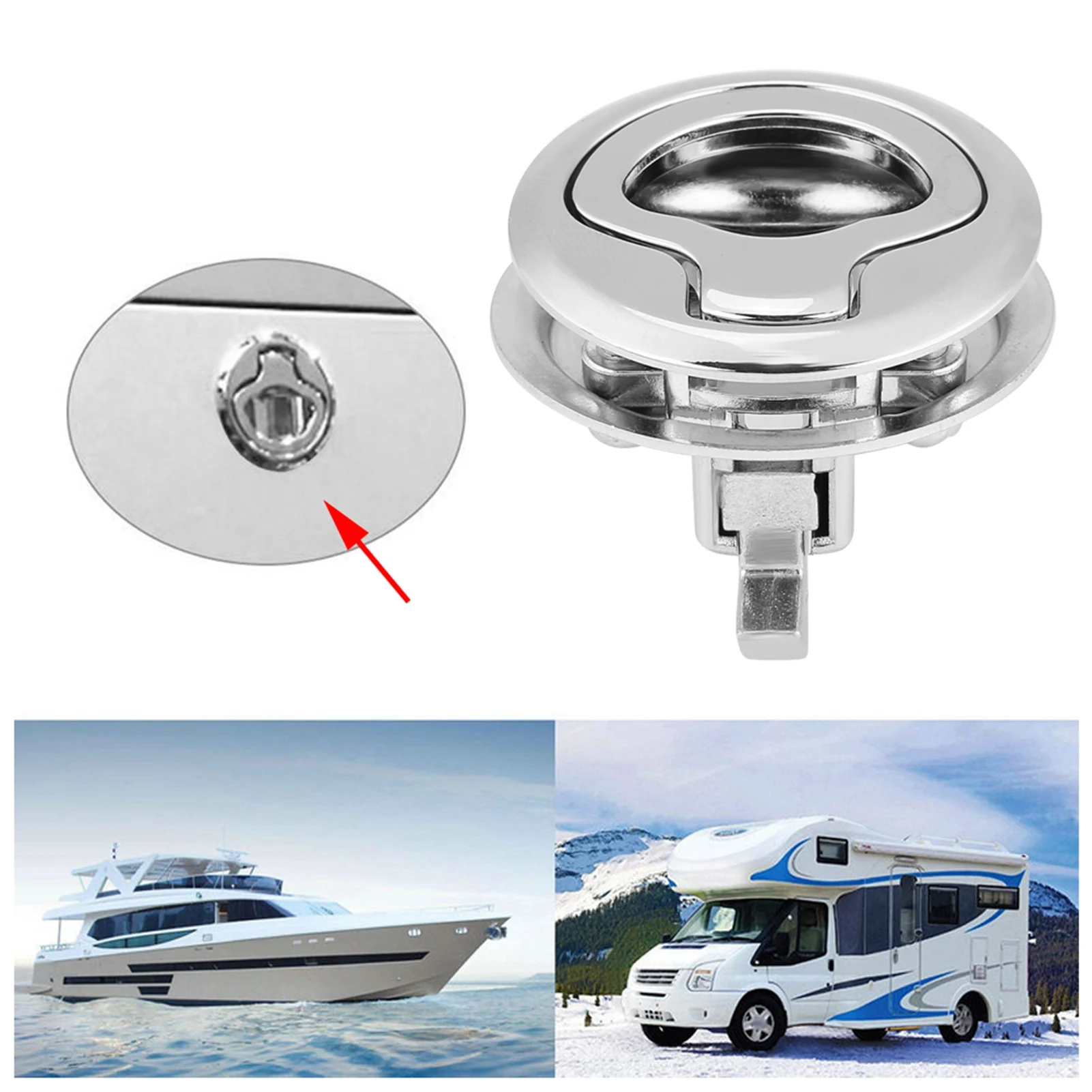 Tirador escotilla zinc 1,5″ marina RV – montaje empotrado - imagen 2