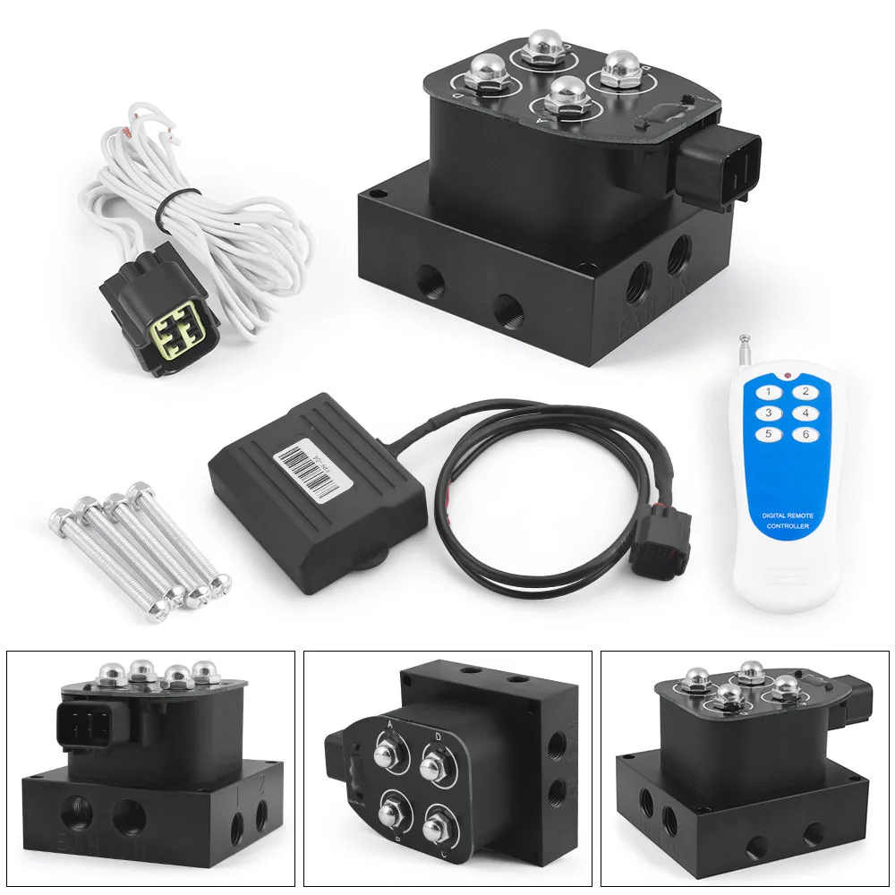 Válvula colectora de suspensión neumática de válvula solenoide VU2 de 12V con control remoto de 0-200psi con un clic hacia arriba y hacia abajo