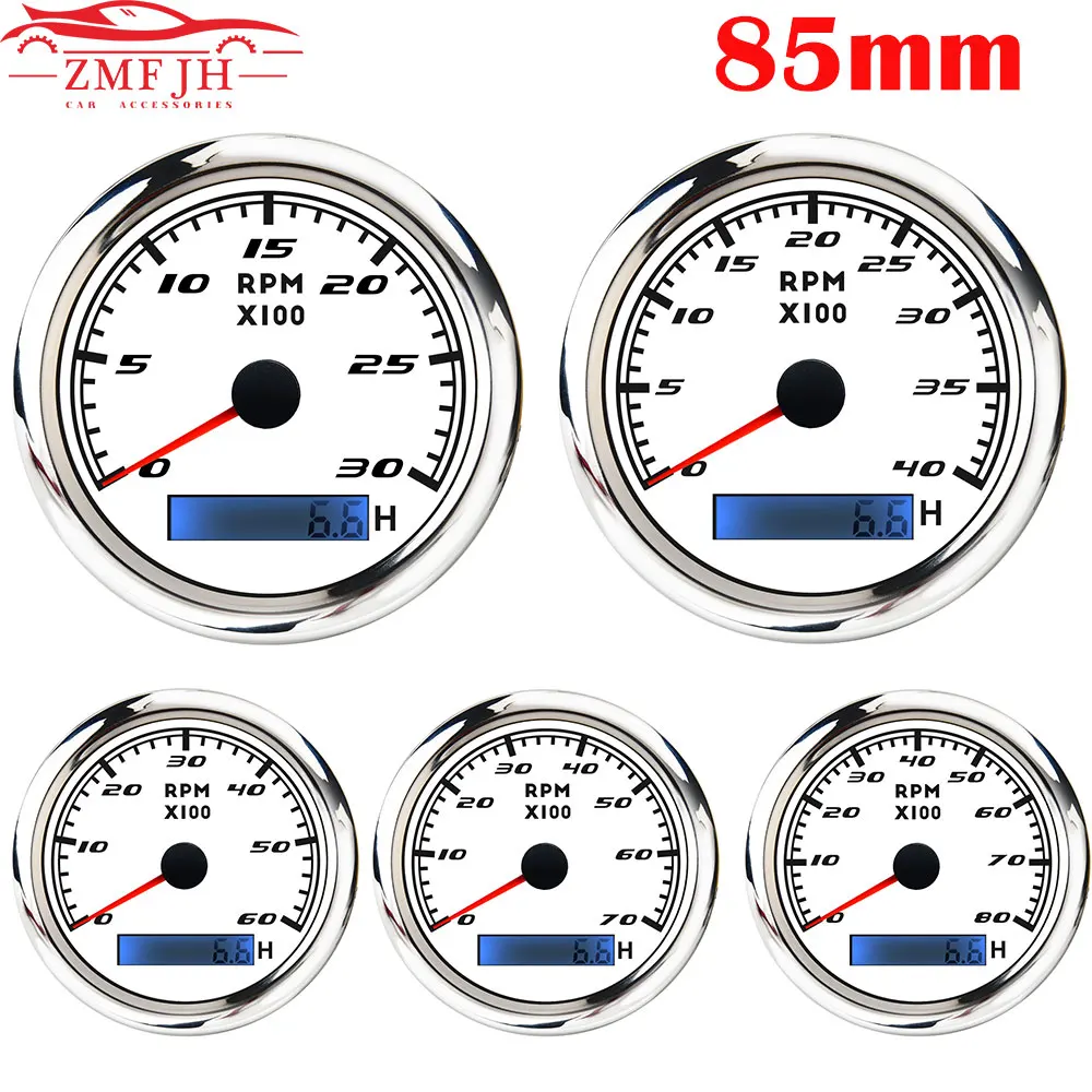 Tacómetro marino impermeable 85 mm con horómetro para barco y coche