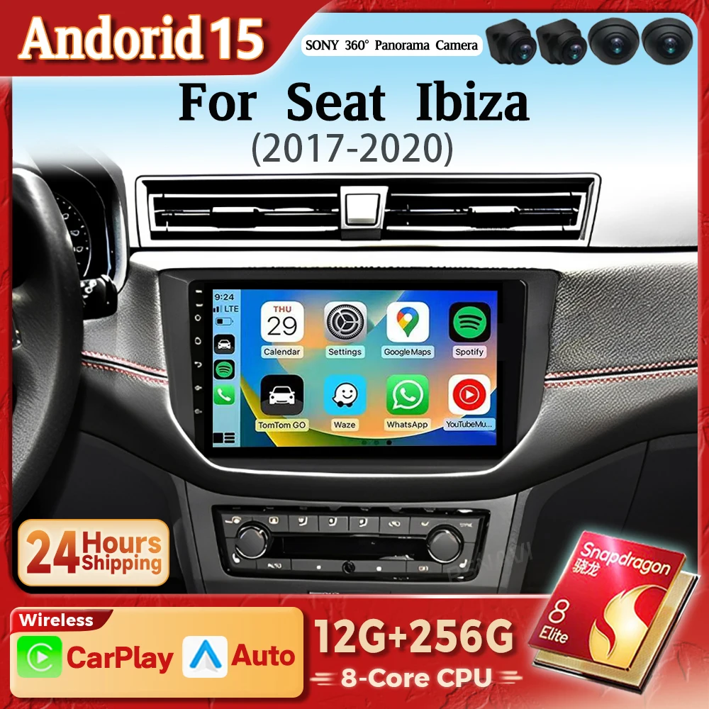 Radio multimedia Android 15 con CarPlay para Seat Ibiza 2017-2020