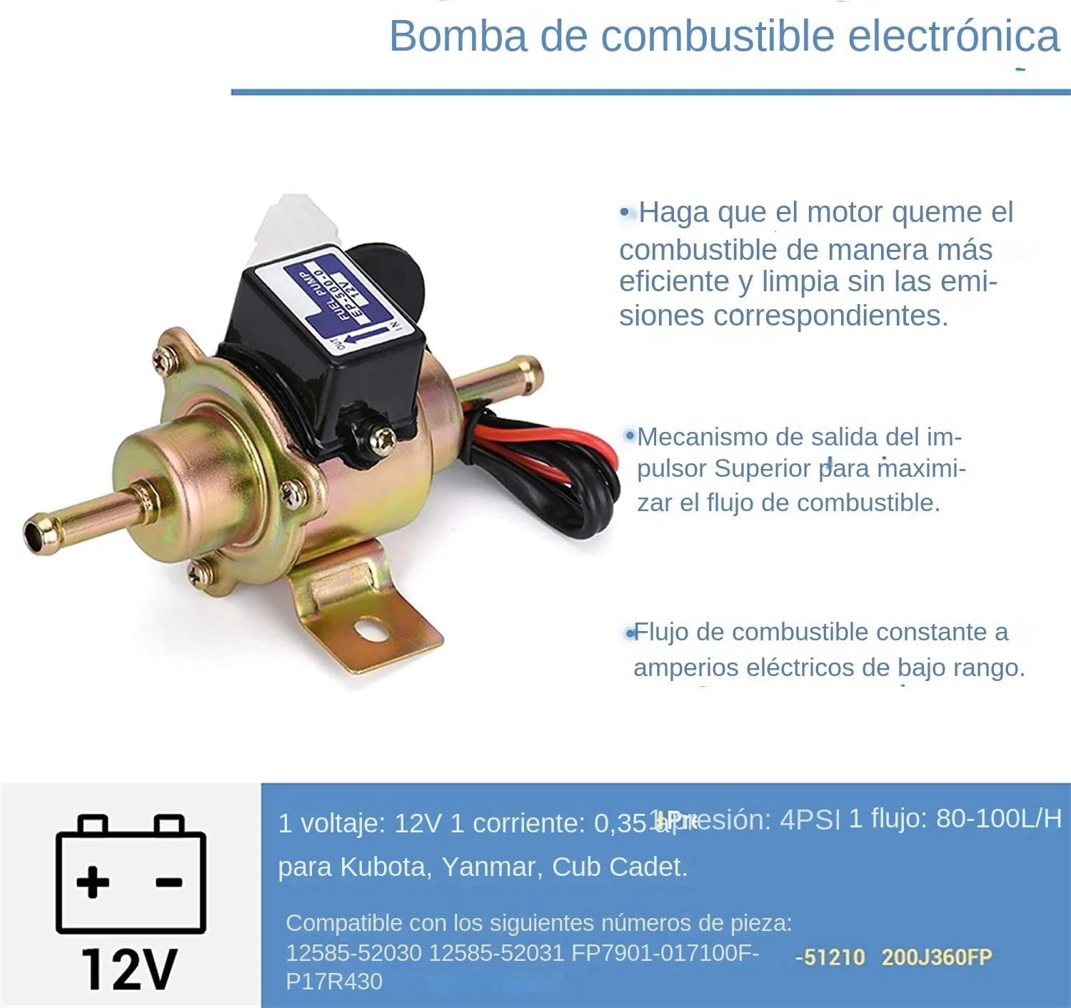 Bomba de combustible universal EP500 12V para gasolina y diésel - imagen 4