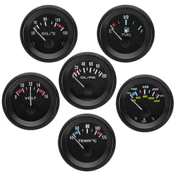 Medidor de nivel de combustible para coche, medidor de temperatura de agua/temperatura de aceite/psi, voltios, color negro, 2 ", 52MM, con soporte, Pod, para coche de gasolina, 12V