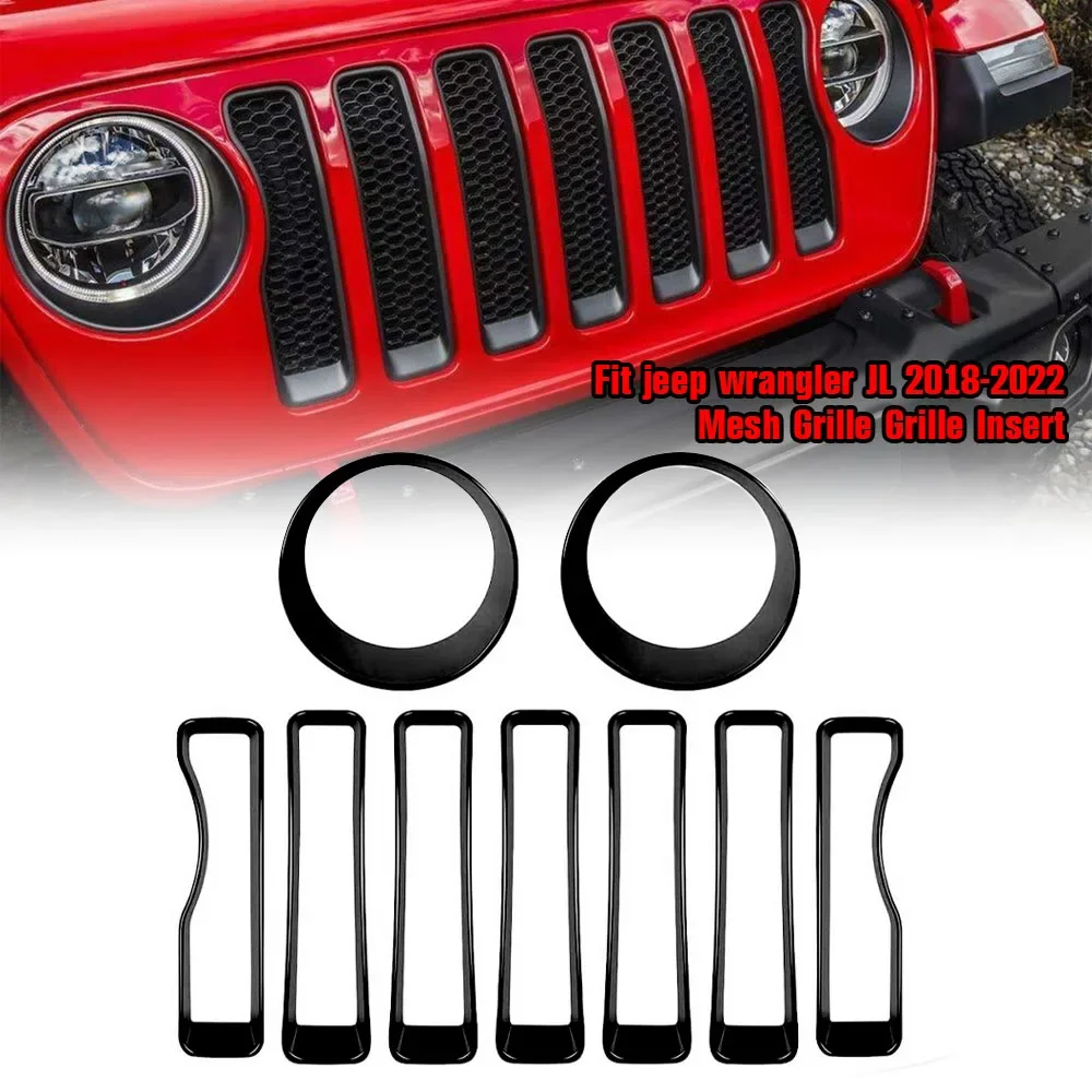 Parrilla frontal de malla decorativa para Jeep Wrangler JL 2018-2022 - imagen 2