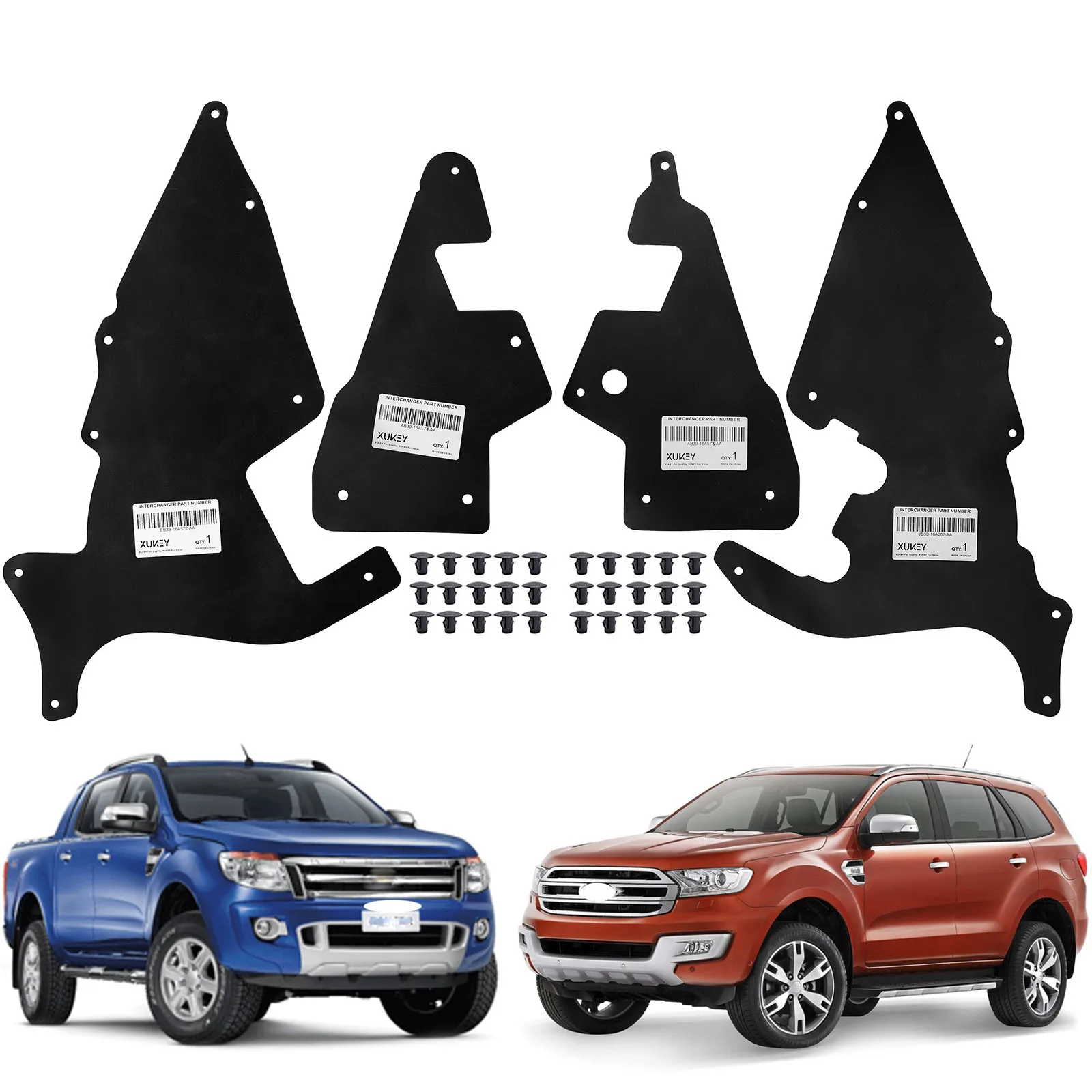 Protectores de guardabarros de goma para Ford Ranger y Everest 2011-2023