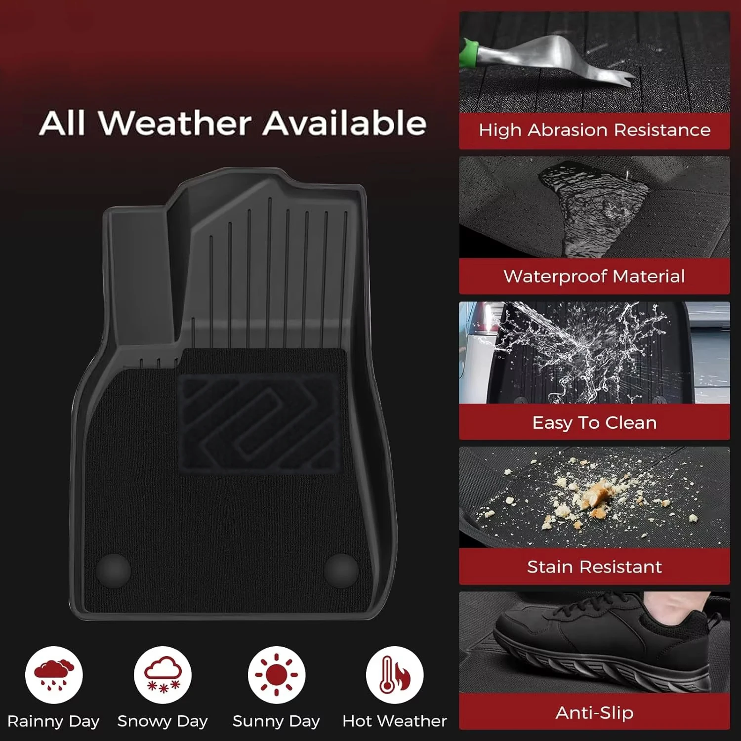 6 uds para Tesla Model Y Highland 3 doble capa TPE Menes manta superficie alfombra impermeable lavable dos capas almohadillas para el suelo del coche - imagen 2