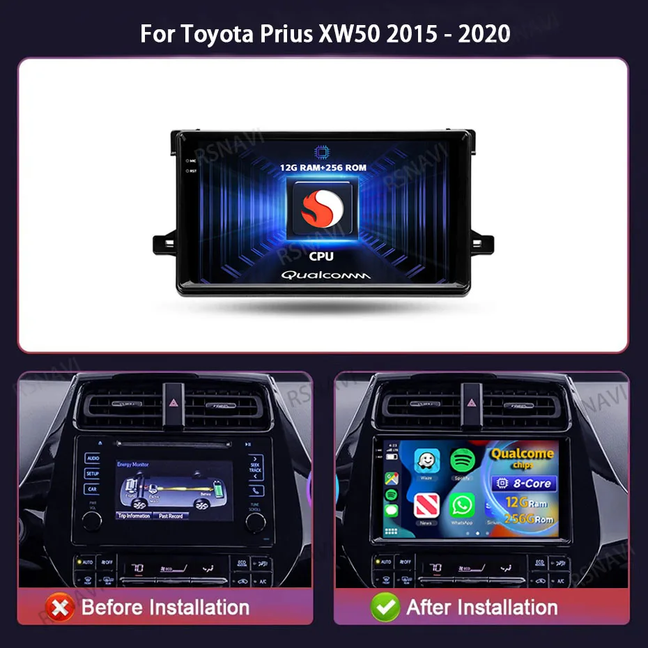 Reproductor multimedia Android 15 CarPlay BT Toyota Prius XW50 2015-2020 - imagen 2