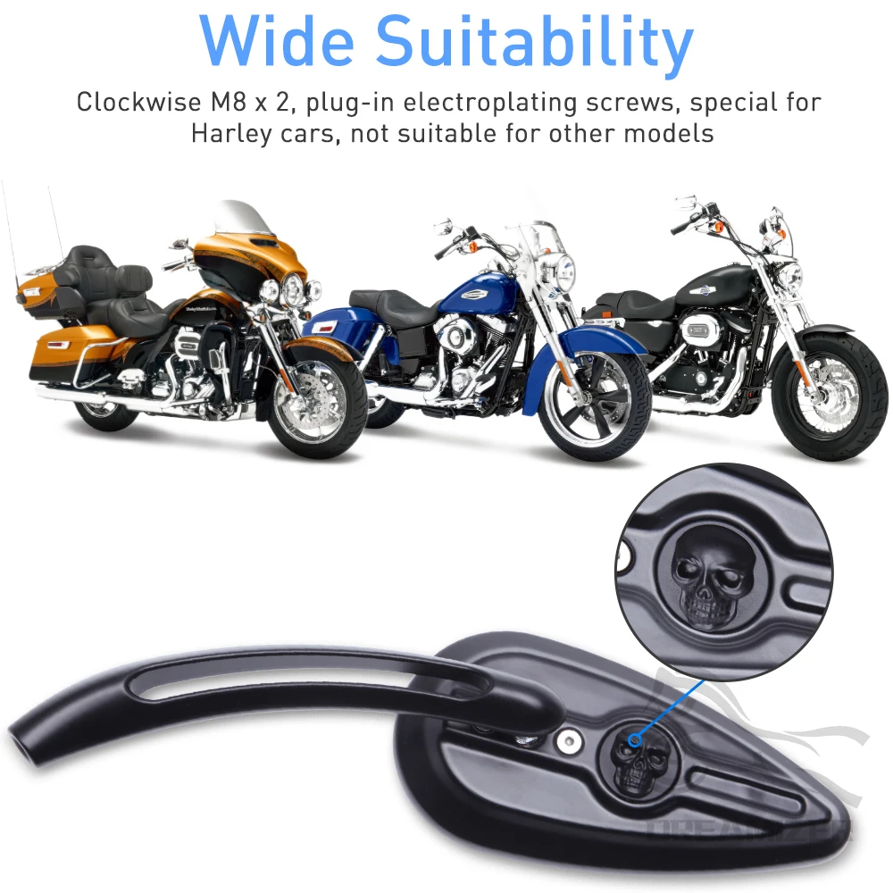 Espejos retrovisores lágrima para Harley Sportster y Street Glide - imagen 2