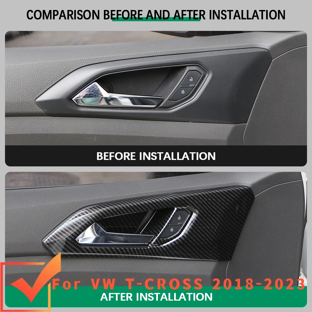 Cubierta manija puerta fibra carbono VW T-Cross 2018-2023 - imagen 3