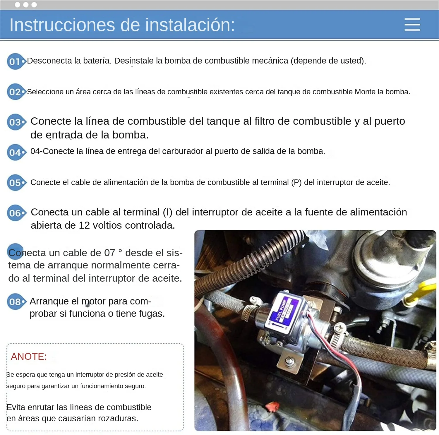 Bomba de combustible universal EP500 12V para gasolina y diésel - imagen 5