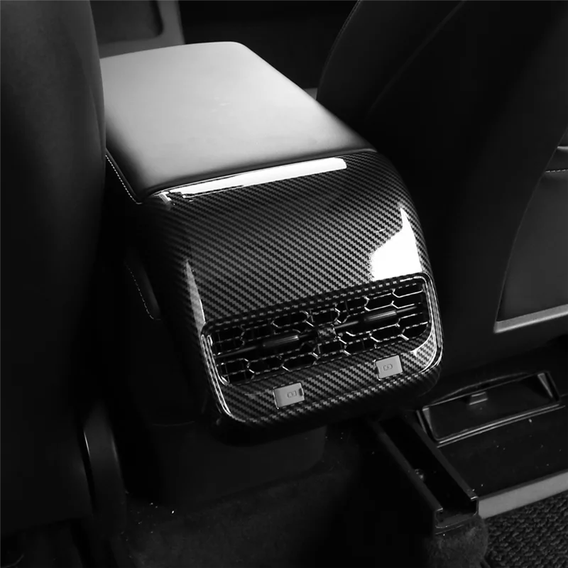 AEF3-Para Tesla Model 3 Model Y 2021-2023 cubierta de salida de ventilación de aire acondicionado trasero de coche embellecedor accesorios interiores ABS A - imagen 2