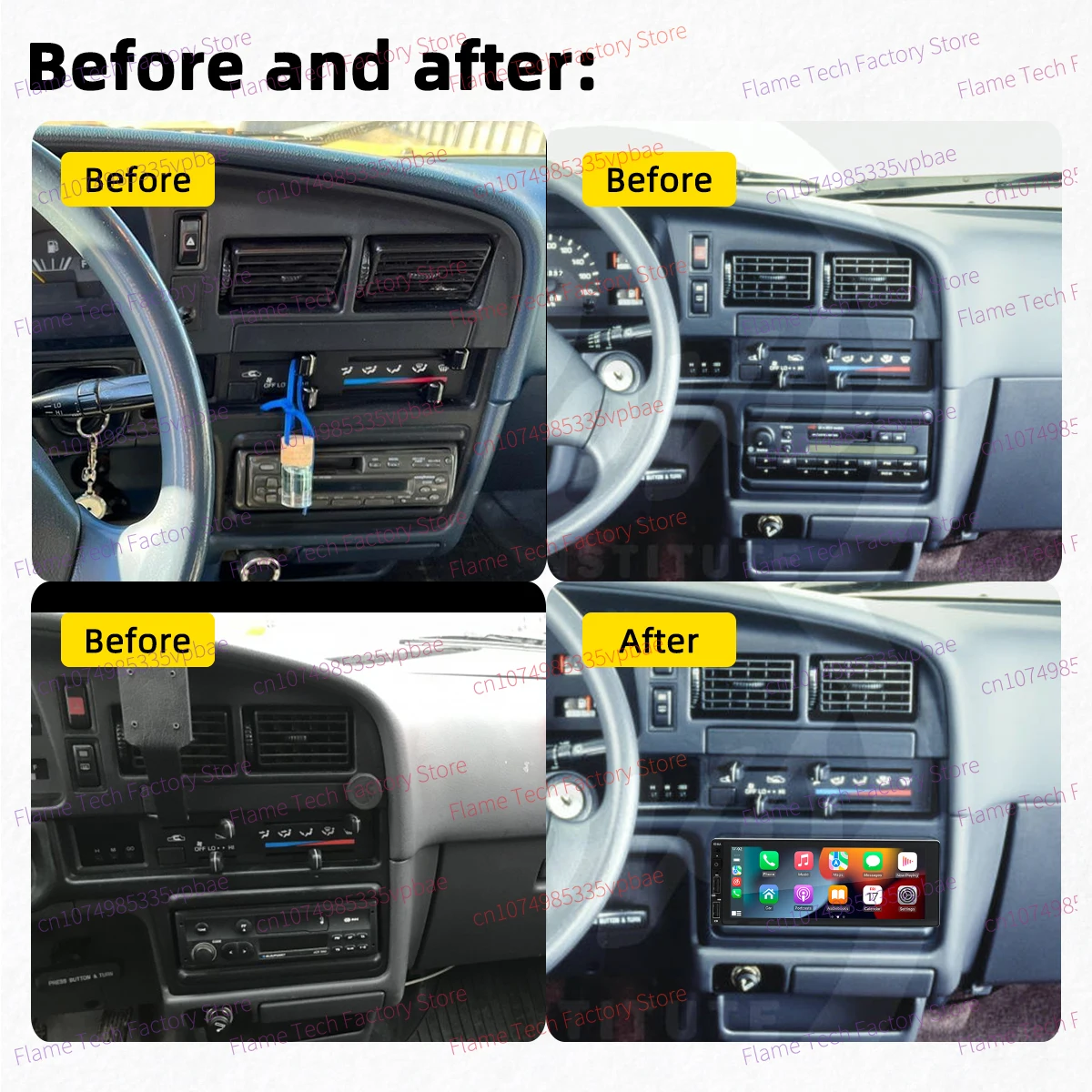 Autorradio Android Auto 1 DIN con CarPlay y GPS para VW Taro 1989-1997 - imagen 2