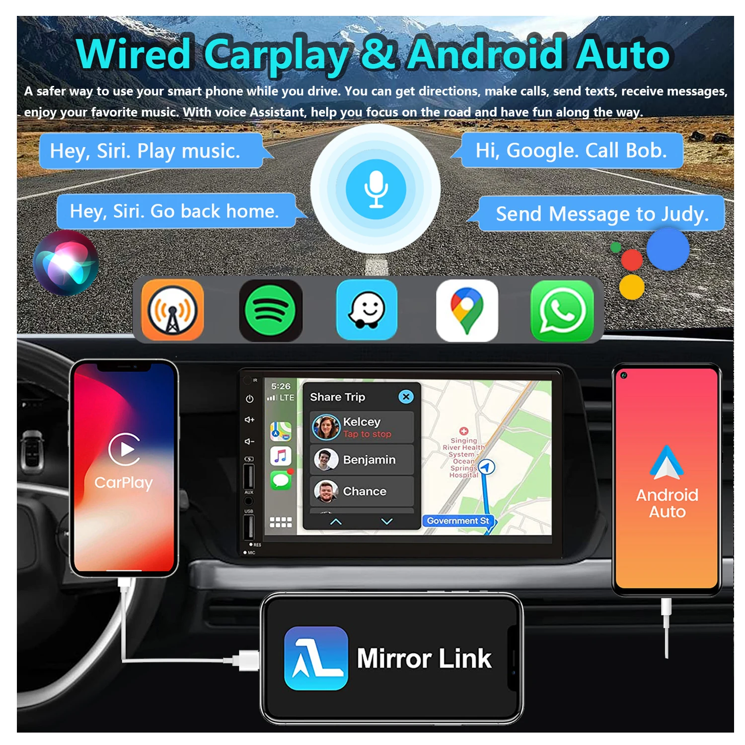 Radio 2 DIN pantalla táctil 7 pulgadas Full HD cámara trasera USB AUX - imagen 2