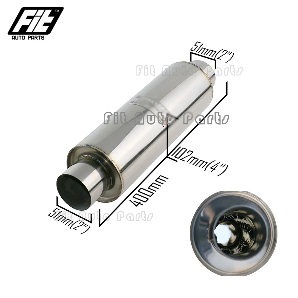 Silenciador de tubo de escape de acero inoxidable, resonador recto en espiral, reduce el sonido, universal, 2 y 2,5 pulgadas - imagen 3