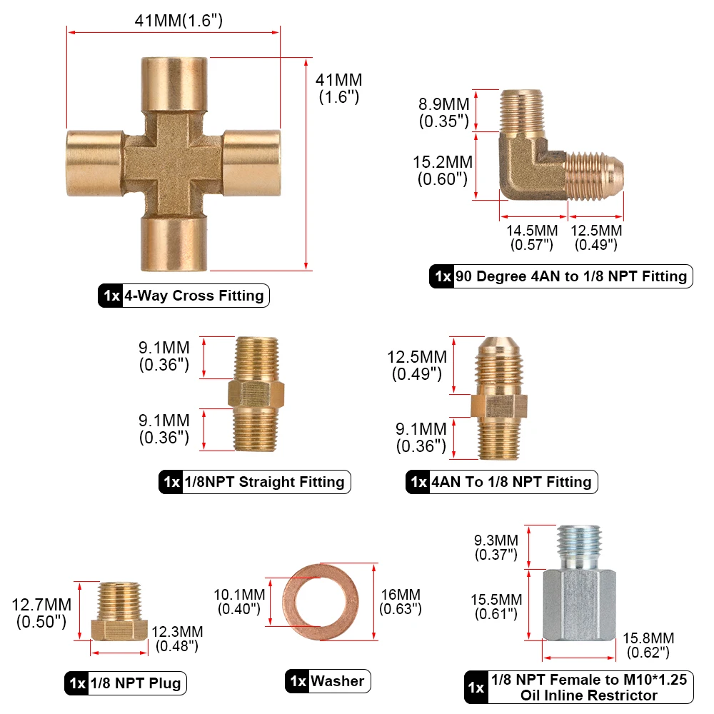 LZONE Latiguillo de aceite para turbocompresor T3/T4 trenzado 1/8 NPT 4AN - imagen 4