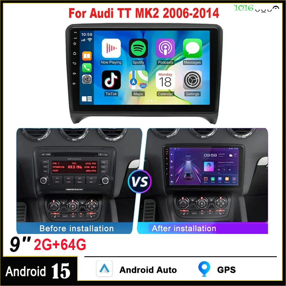 Radio navegador GPS Android para Audi TT MK2 con CarPlay