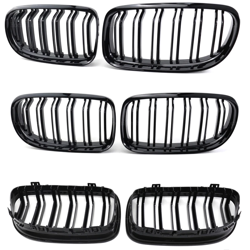 Rejilla frontal doble listón negro brillante BMW Serie 3 E90 E91 LCI - imagen 2