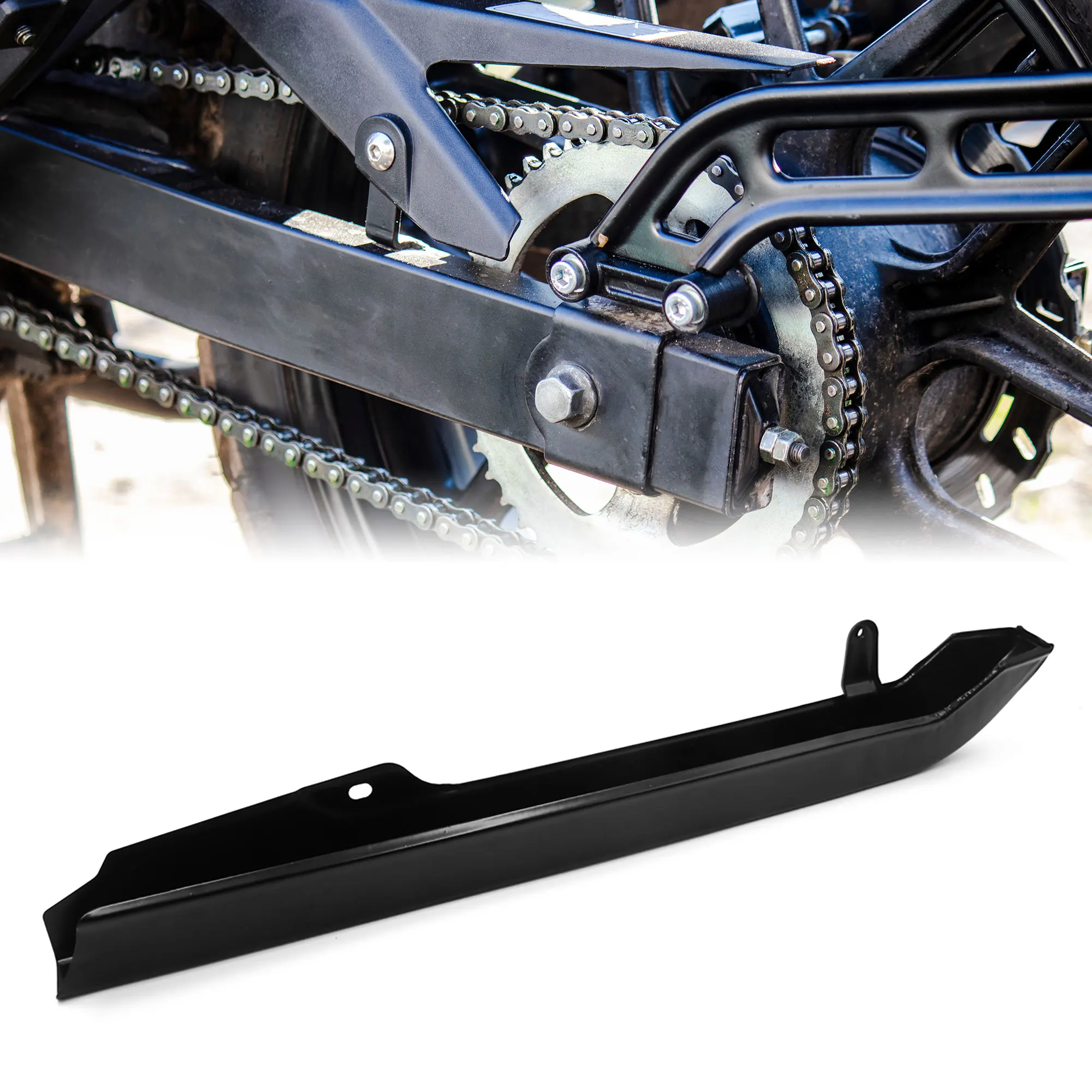 Uxcell-Protector de cadena para motocicleta, Protector de plástico negro para WY-125, GS 125, Honda CG125 - imagen 3