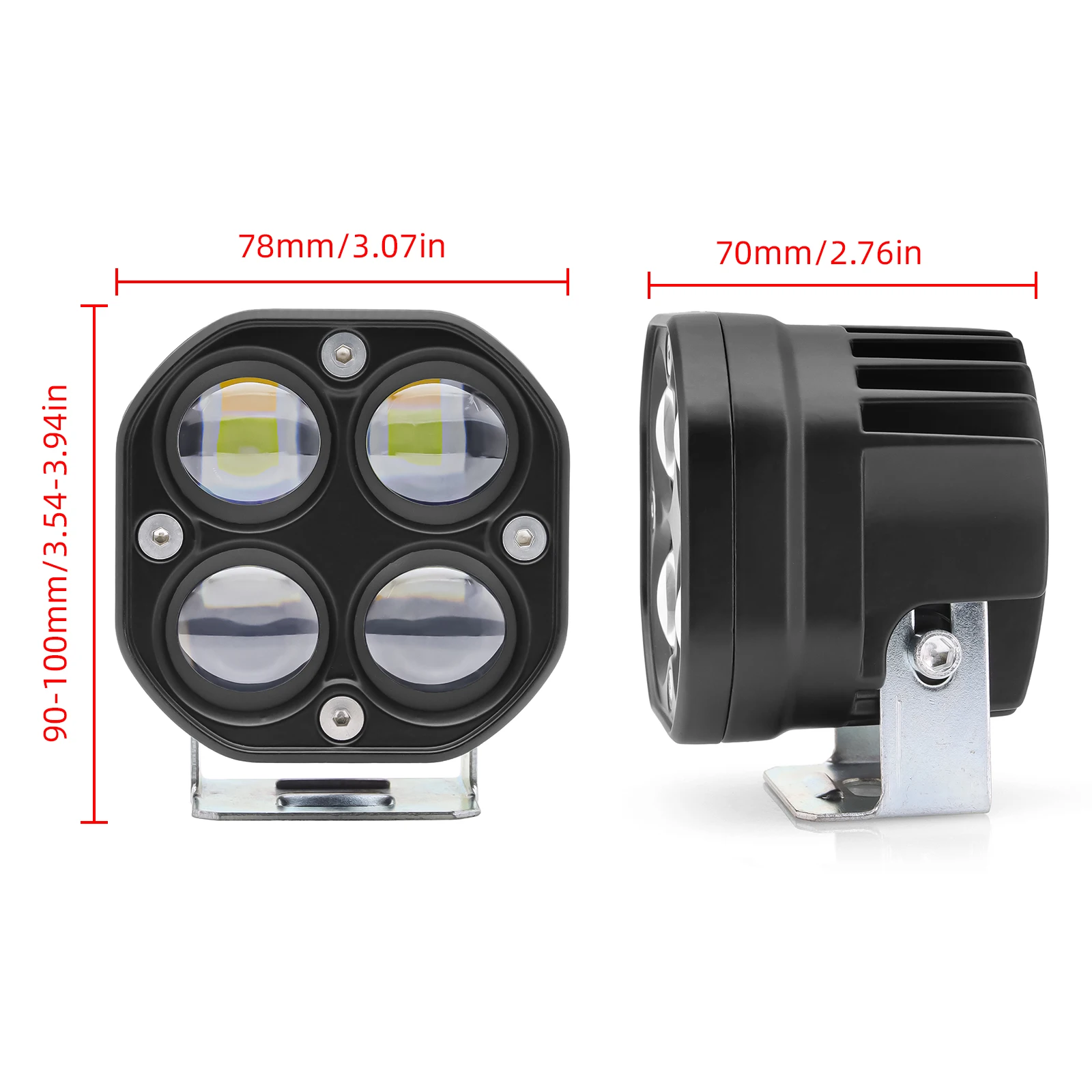 Foco antiniebla LED 20W 4 chips, blanco frío 12V/24V, haz de trabajo IP67 - imagen 2