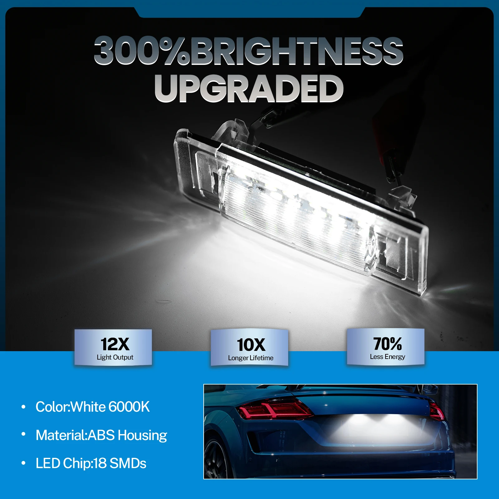 Luz LED Canbus matrícula 12V blanca 6500K para Audi TT 1999-2006 - imagen 5