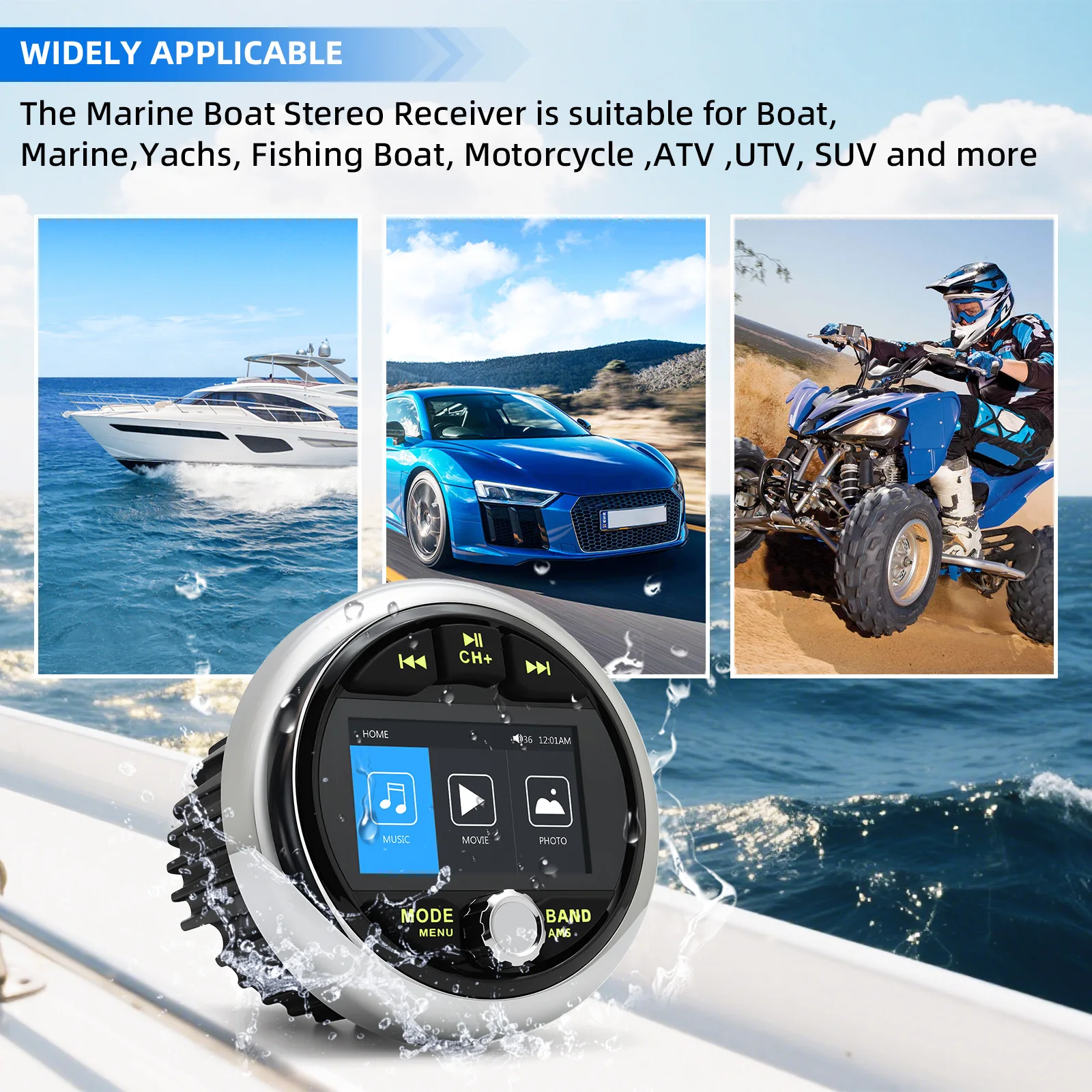 Radio MP5 Bluetooth FM/AM con RDS para ATV y UTV - imagen 3
