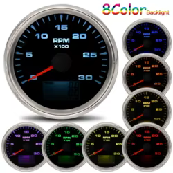 Tacómetro universal LCD con cuentahoras 3000-8000 rpm