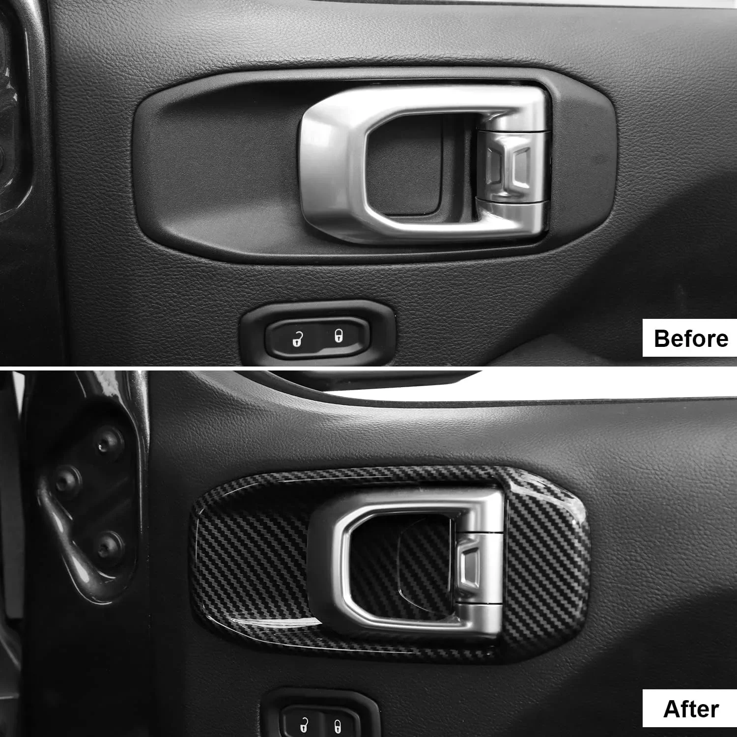 Moldura tirador puerta Jeep Wrangler JL 4 puertas fibra de carbono - imagen 2