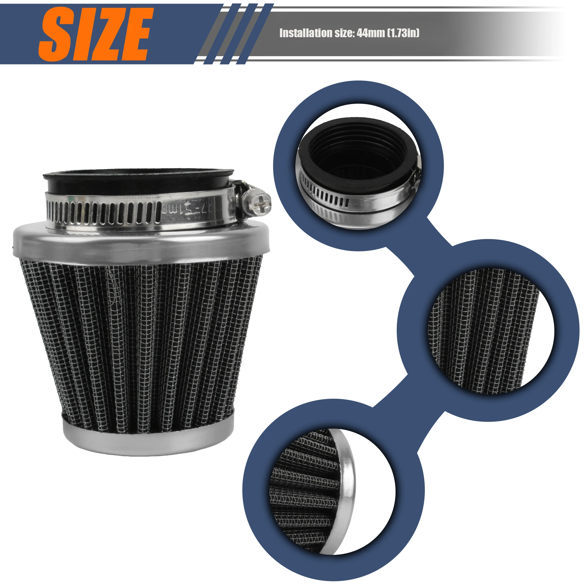 Filtro de aire universal 44 mm para moto, quad y pit bike 50-125 cc - imagen 2