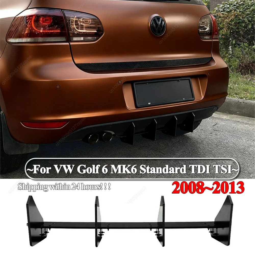Difusor trasero parachoques VW Golf 6 MK6 ABS negro brillante