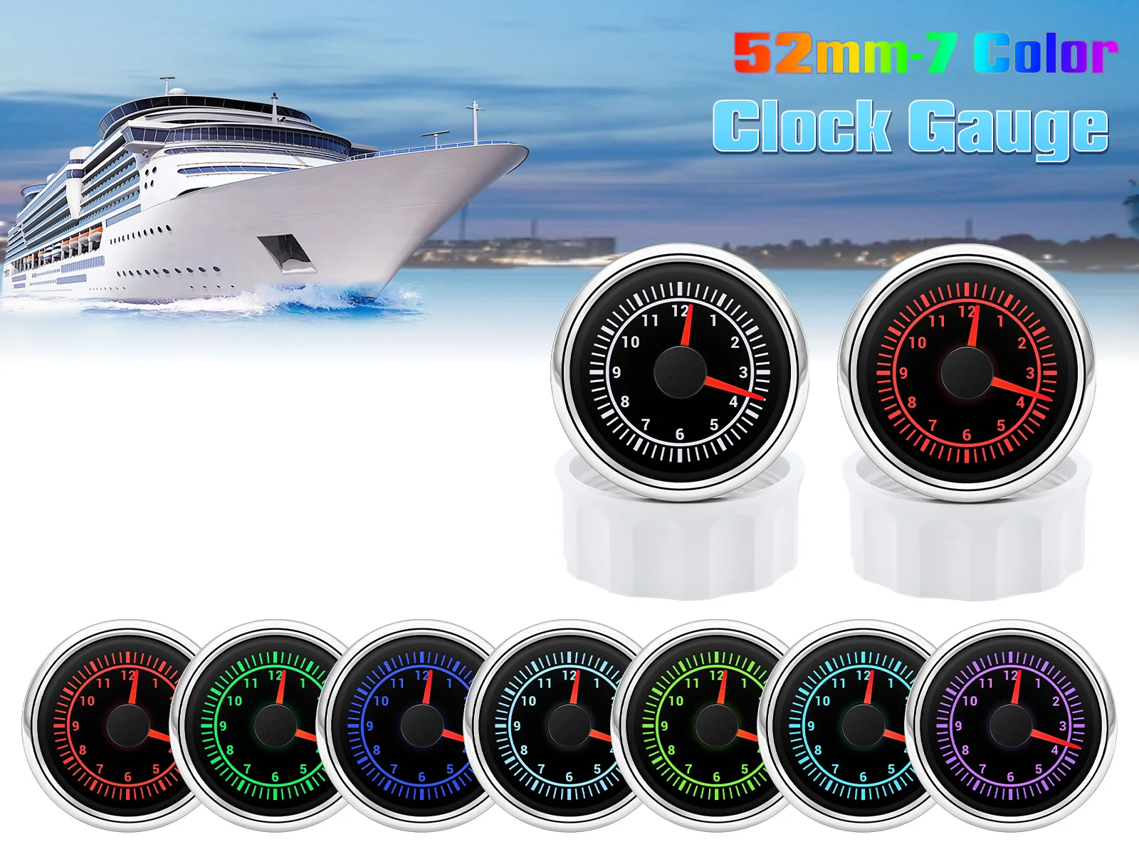 Medidor digital de reloj para coche MAIMEIMI vista frontal