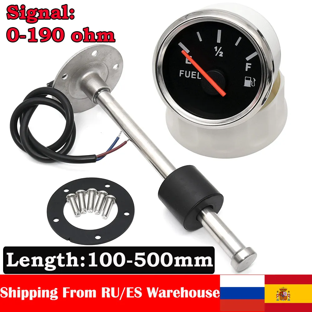 Sensor nivel combustible universal 52mm 0-190 ohm 100-600mm