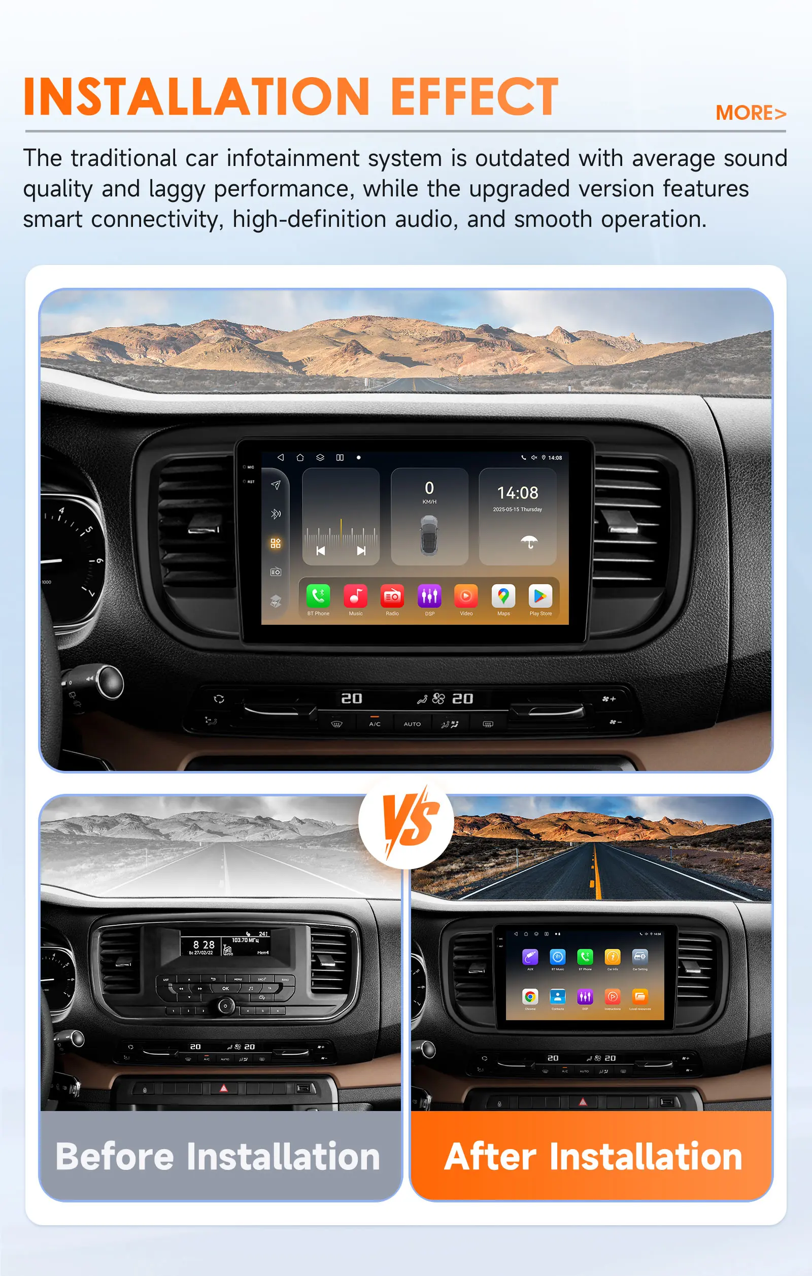 Autoradio CarPlay Android Auto Hizpo Peugeot Expert Jumpy SpaceTourer - imagen 2