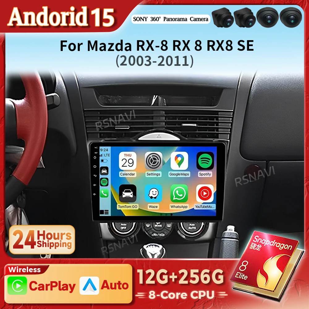 CarPlay para Mazda RX-8 2003-2008 con pantalla multimedia QLED