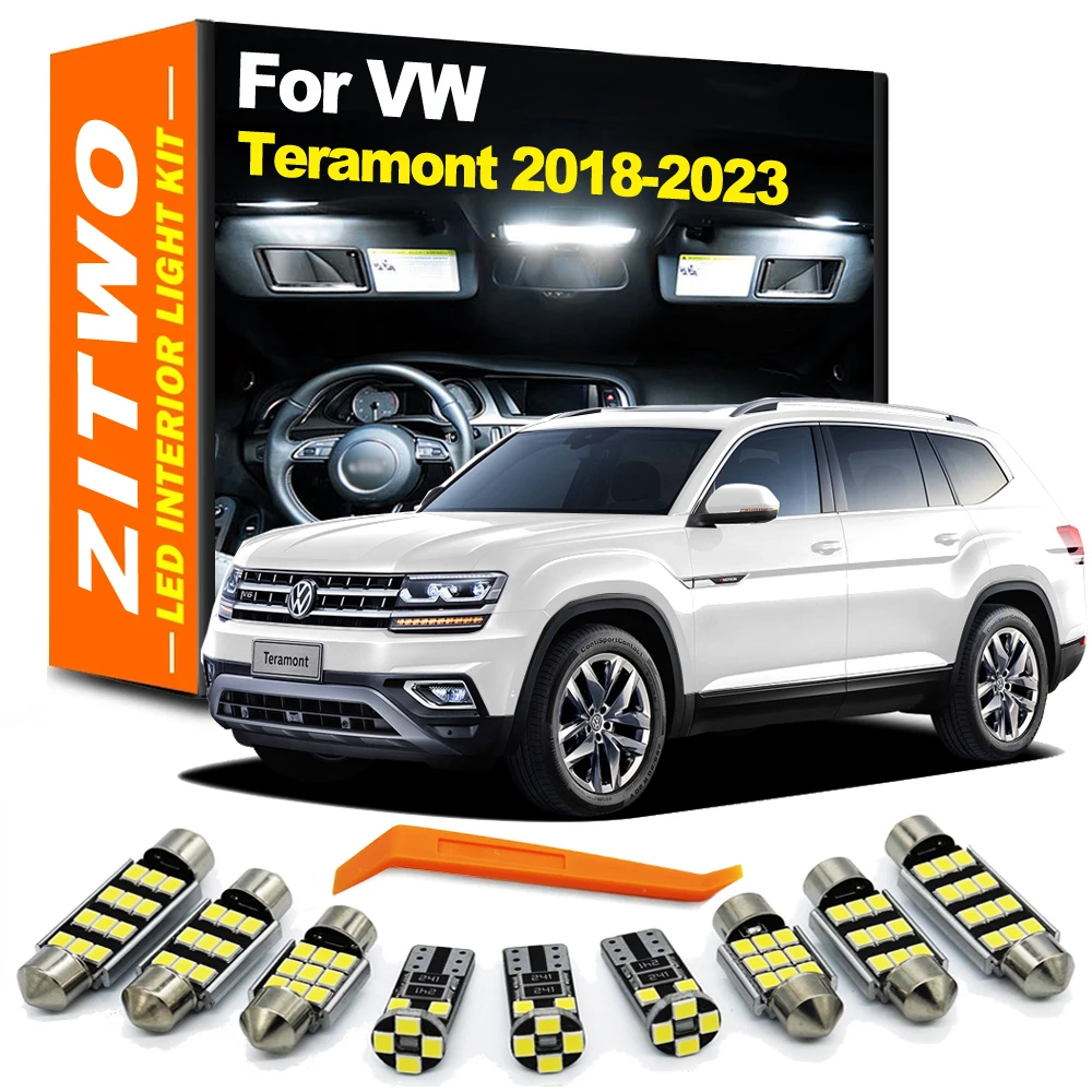 ZITWO 10 Uds accesorios de coche para VW Volkswagen Teramont 2018 2019 2020 2021 2022 2023 bombilla LED Kit de luz de maletero de lectura Interior