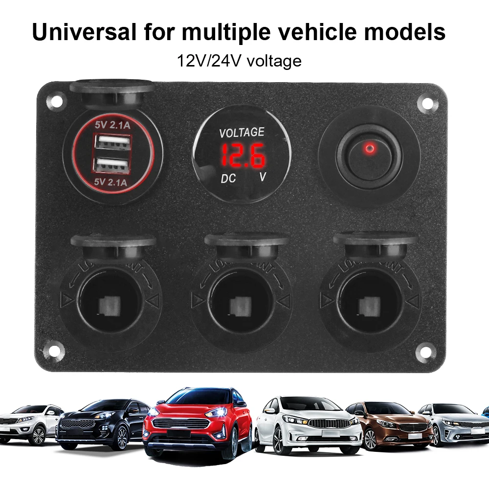 Cargador USB Dual 12V con voltímetro LED para coche y RV