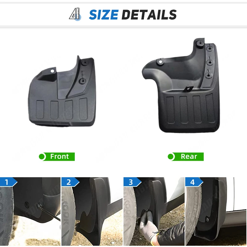 Guardabarros ABS Toyota Fortuner 2016-2019 delantero y trasero - imagen 3