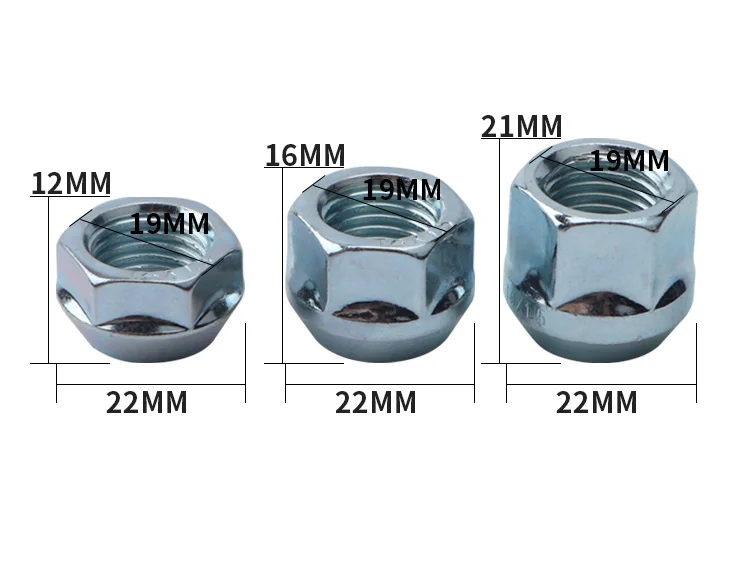Detalle del hexágono de 19 mm y los diferentes espesores