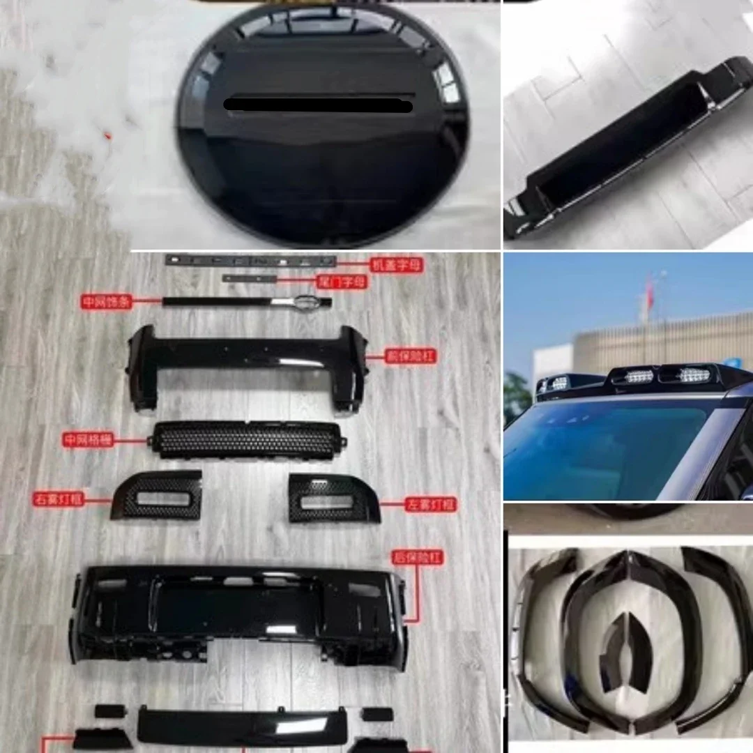 Kit de carrocería, máscara de parrilla de parachoques delantero y trasero para Land Rover Defender 90 110, luz trasera de ceja modificada, marco de neumático de repuesto