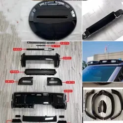 Kit de carrocería, máscara de parrilla de parachoques delantero y trasero para Land Rover Defender 90 110, luz trasera de ceja modificada, marco de neumático de repuesto