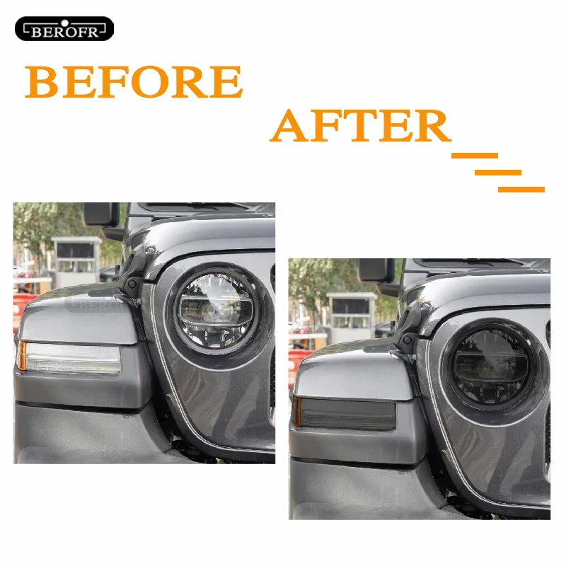 Película protectora aplicada sobre los faros de un Jeep Wrangler